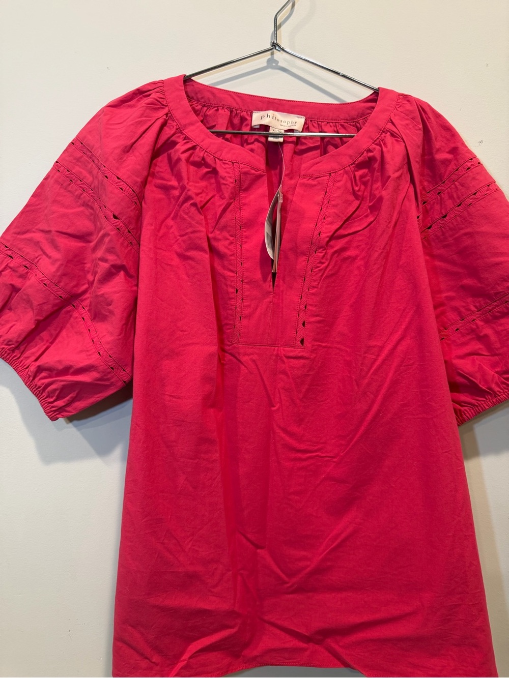 Philosophy Bright Pink Eyelet Detail Cotton Tunic